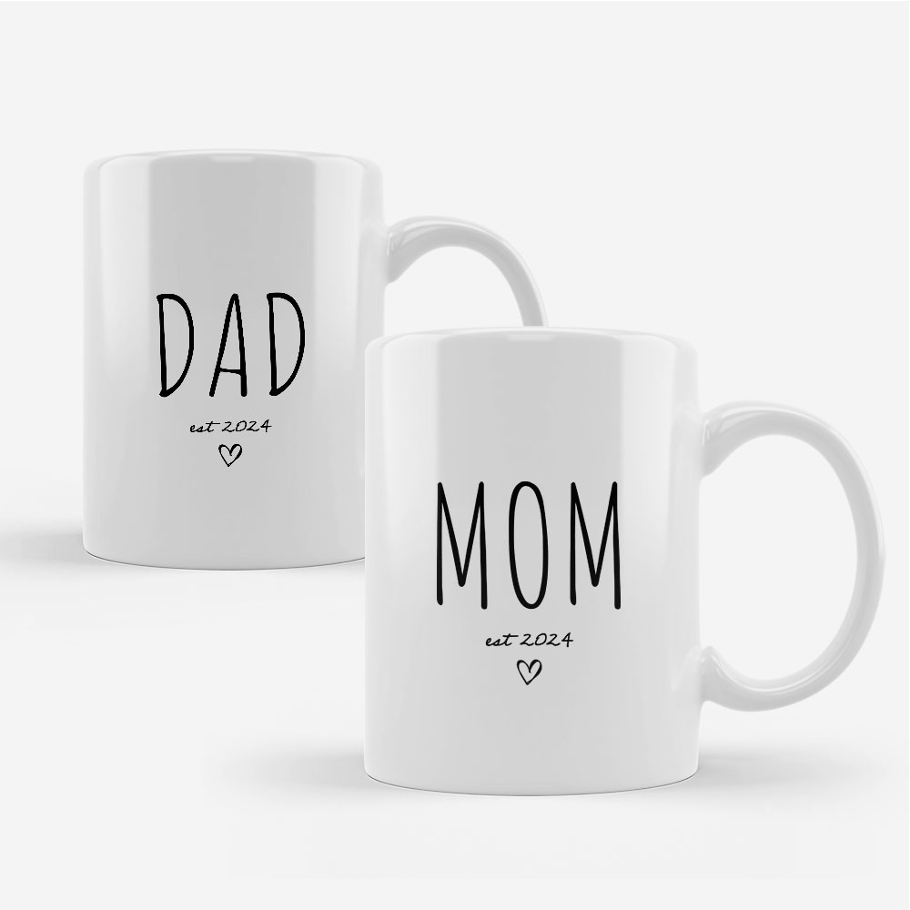 Keramiktasse Set "Dad EST" & "Mom EST" - Personalisierbar