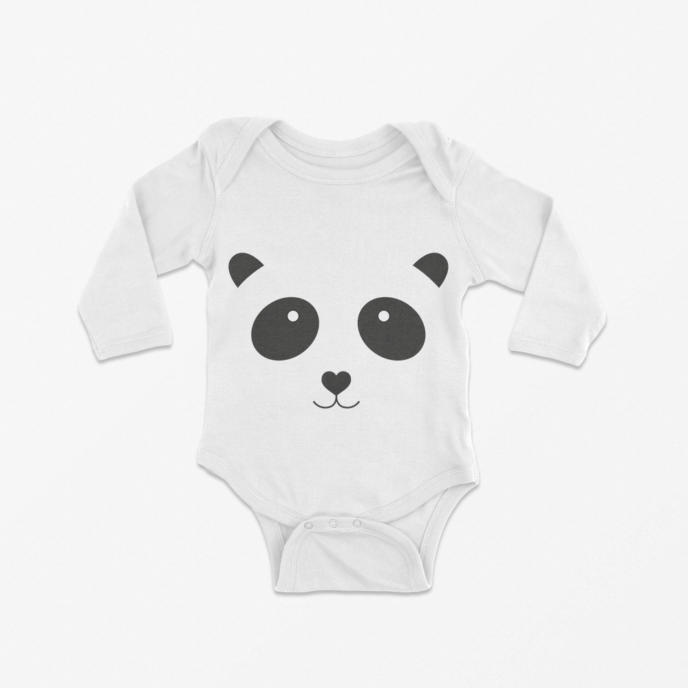 Babybody langarm "Panda" 100% Bio-Baumwolle