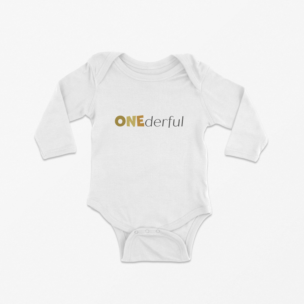 Babybody langarm -farbiges "Onederful" 100% Bio-Baumwolle