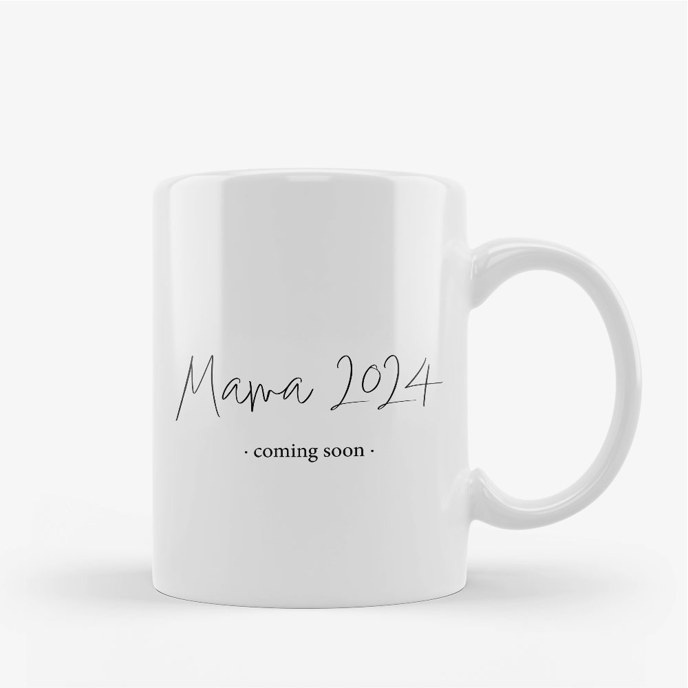 Keramiktasse "Mama coming soon" - Personalisierbar