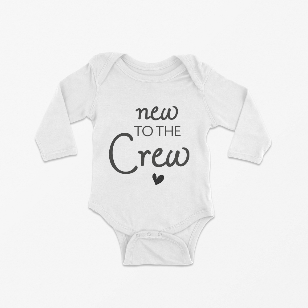 Babybody langarm "new to the Crew" 100% Bio-Baumwolle