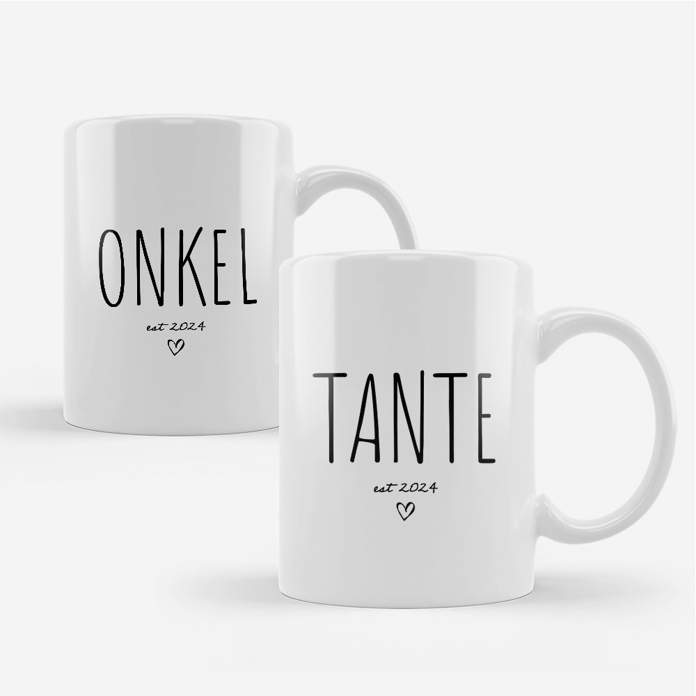 Keramiktasse Set "Onkel EST" & "Tante EST" - Personalisierbar